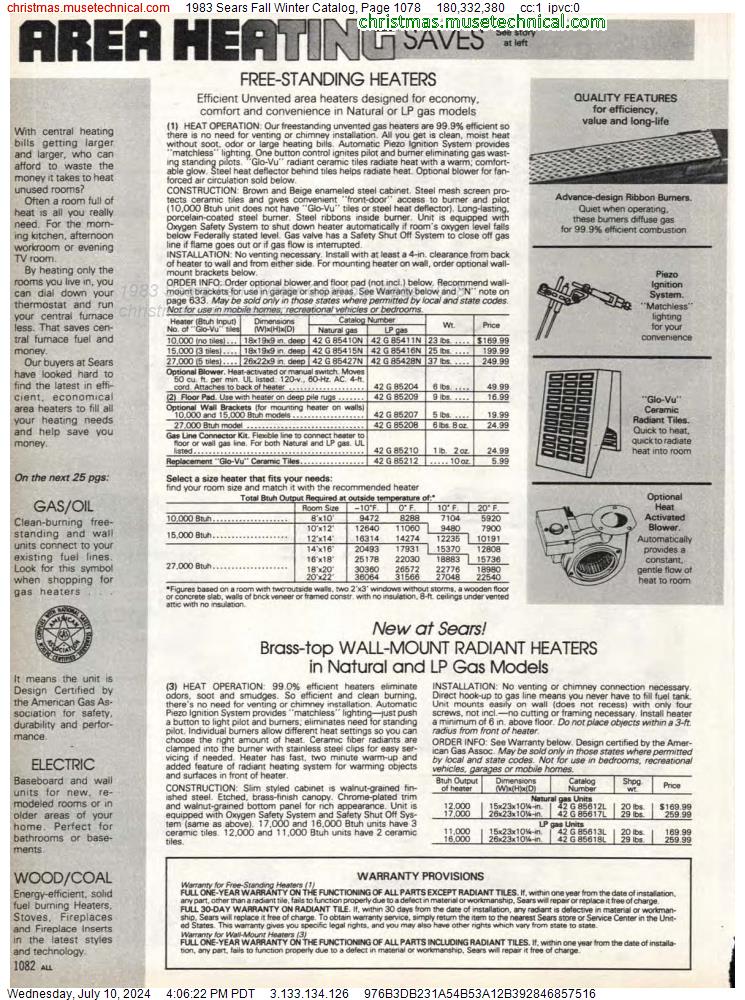 1983 Sears Fall Winter Catalog, Page 1078