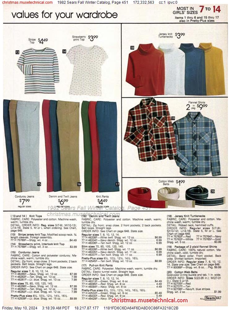 1982 Sears Fall Winter Catalog, Page 451
