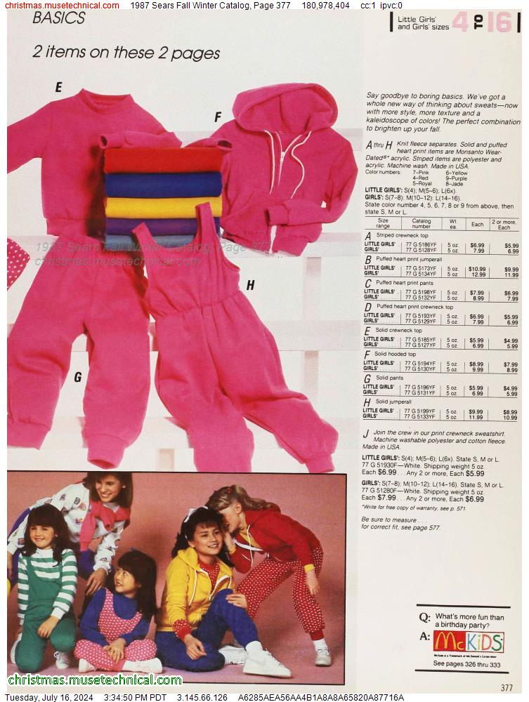 1987 Sears Fall Winter Catalog, Page 377