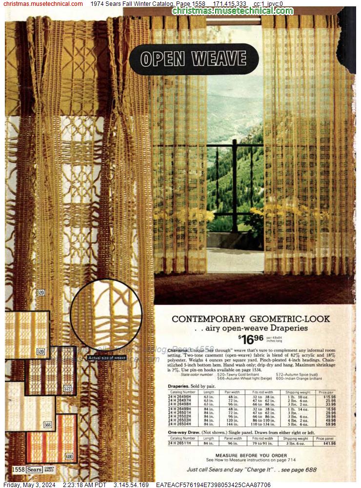 1974 Sears Fall Winter Catalog, Page 1558