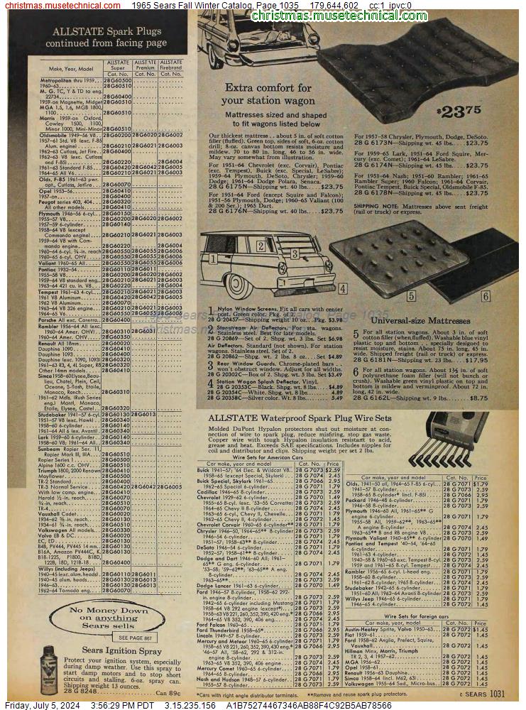 1965 Sears Fall Winter Catalog, Page 1035