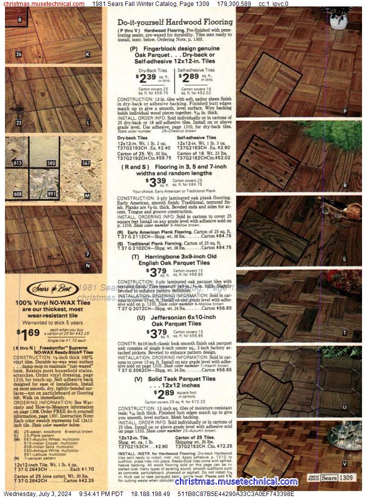 1981 Sears Fall Winter Catalog, Page 1309