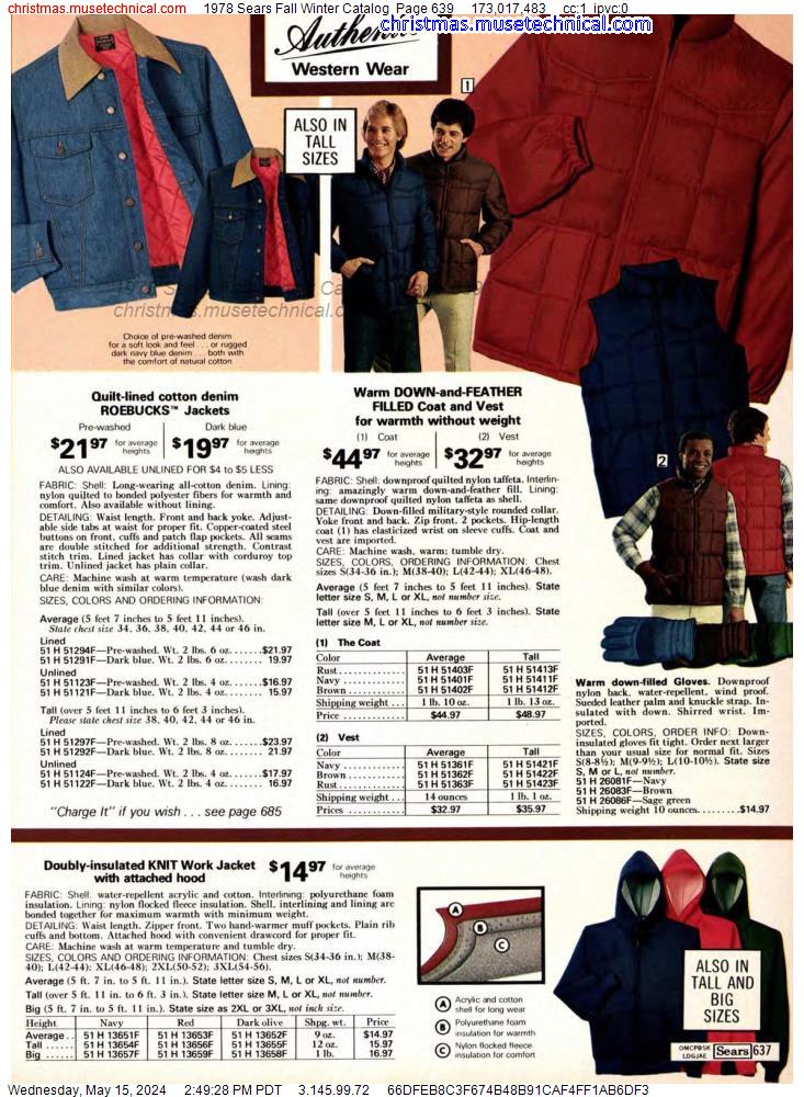 1978 Sears Fall Winter Catalog, Page 639