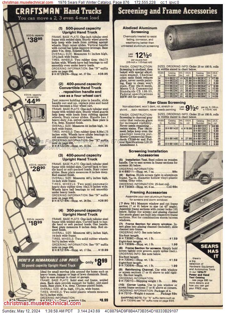 1976 Sears Fall Winter Catalog, Page 876