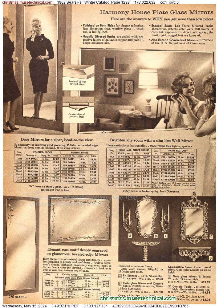 1962 Sears Fall Winter Catalog, Page 1292