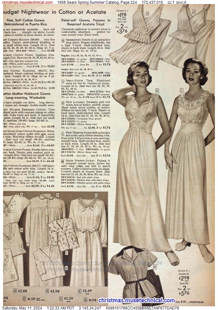 1956 Sears Spring Summer Catalog, Page 224