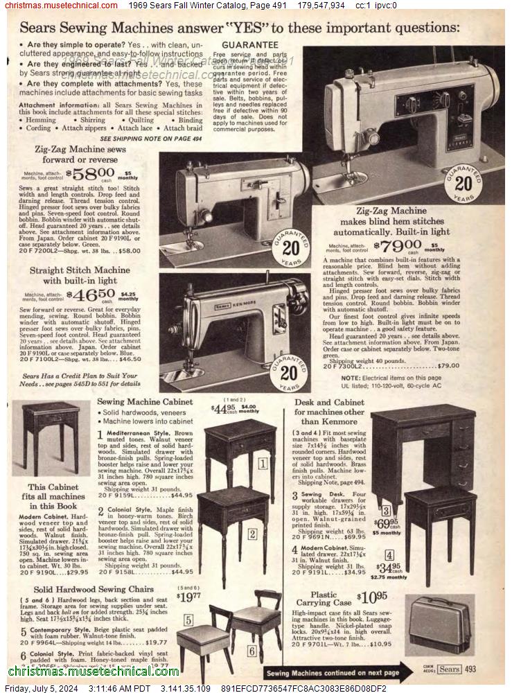 1969 Sears Fall Winter Catalog, Page 491