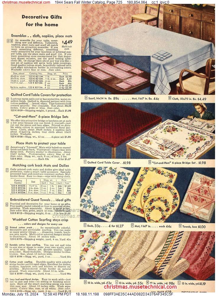 1944 Sears Fall Winter Catalog, Page 725
