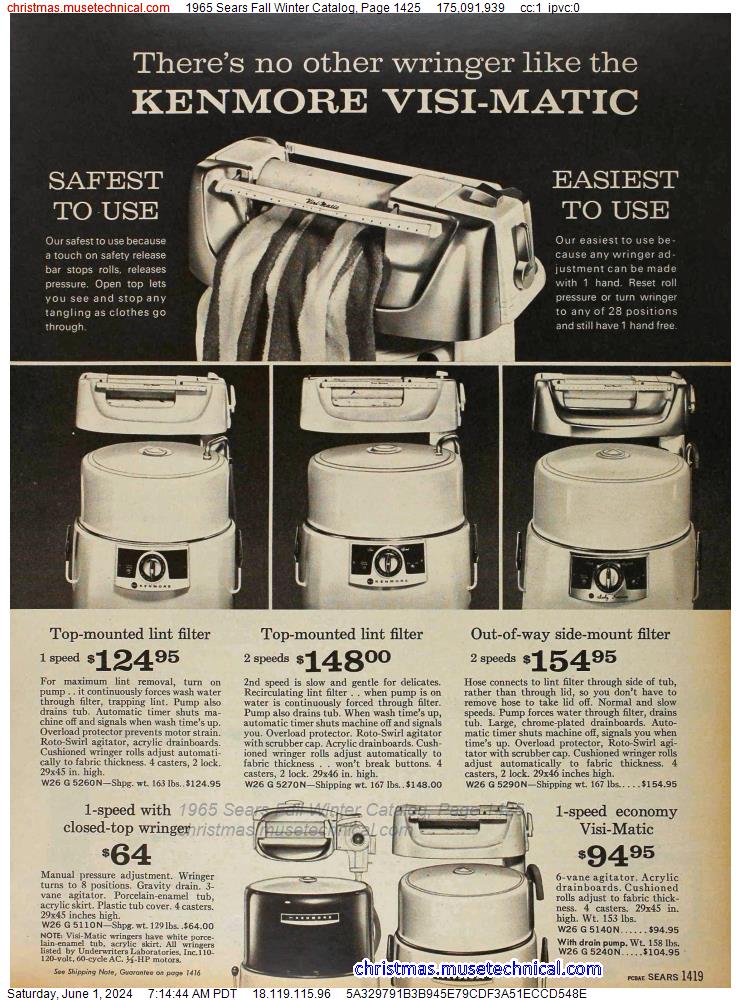 1965 Sears Fall Winter Catalog, Page 1425