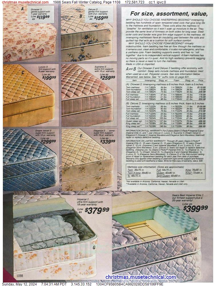 1986 Sears Fall Winter Catalog, Page 1108