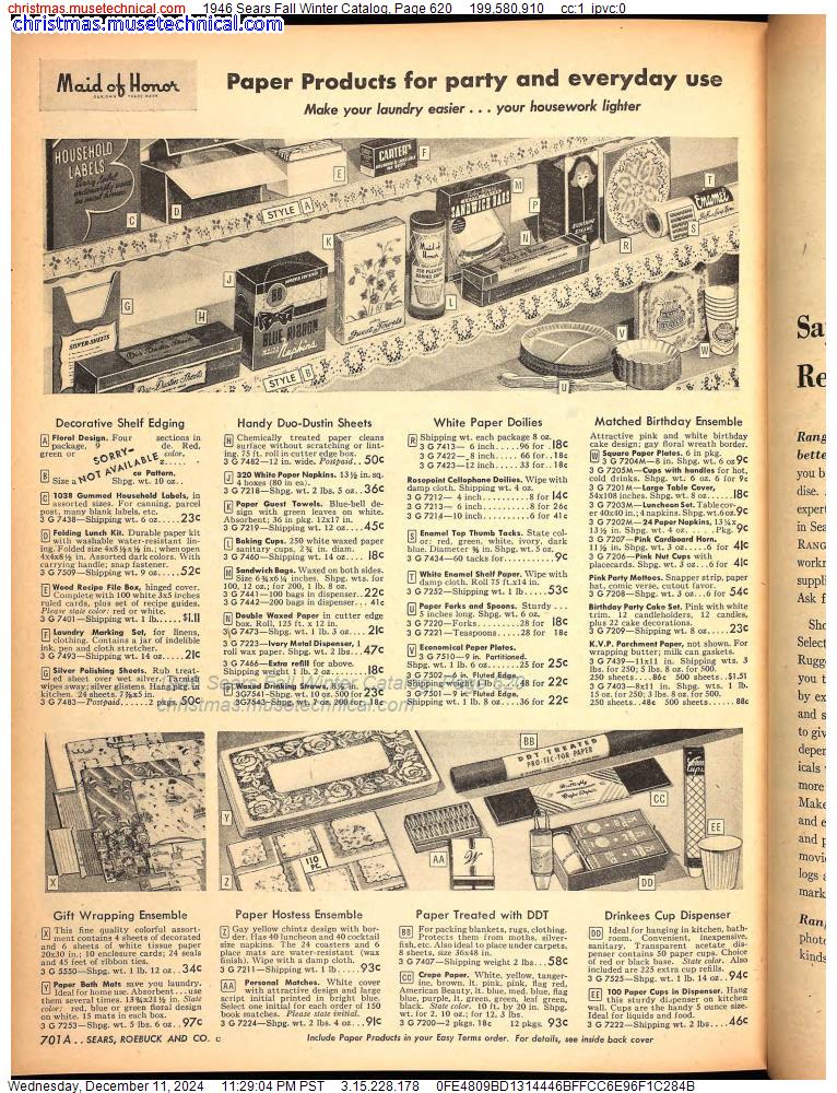 1946 Sears Fall Winter Catalog, Page 620