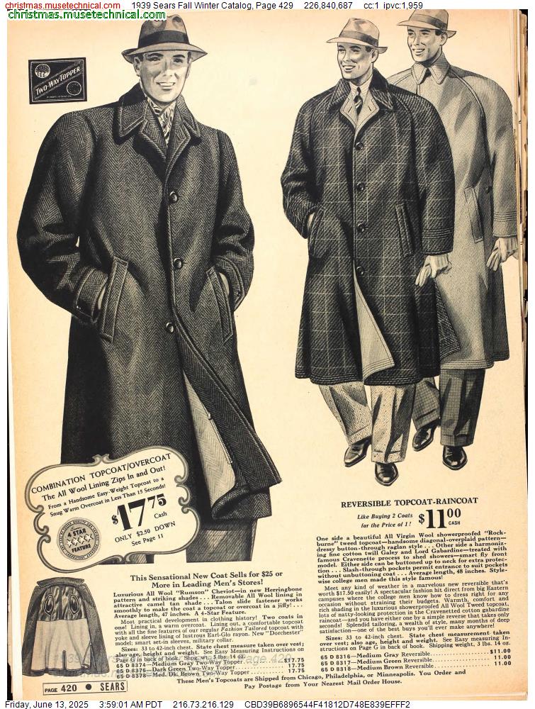 1939 Sears Fall Winter Catalog, Page 429