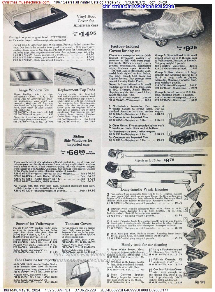 1967 Sears Fall Winter Catalog, Page 947