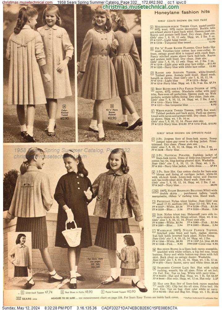 1958 Sears Spring Summer Catalog, Page 332