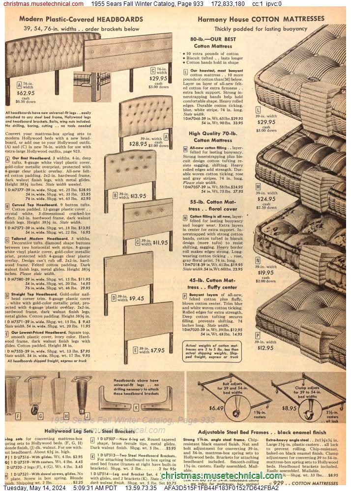 1955 Sears Fall Winter Catalog, Page 933