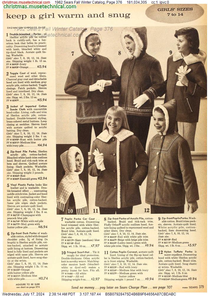 1962 Sears Fall Winter Catalog, Page 376