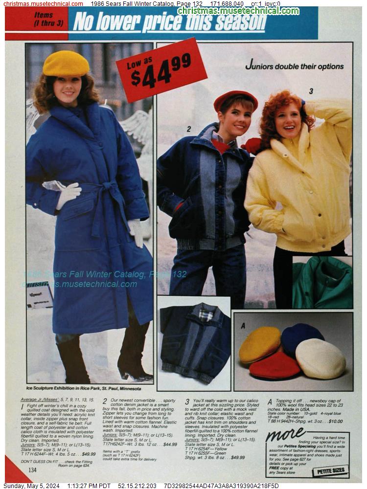 1986 Sears Fall Winter Catalog, Page 132