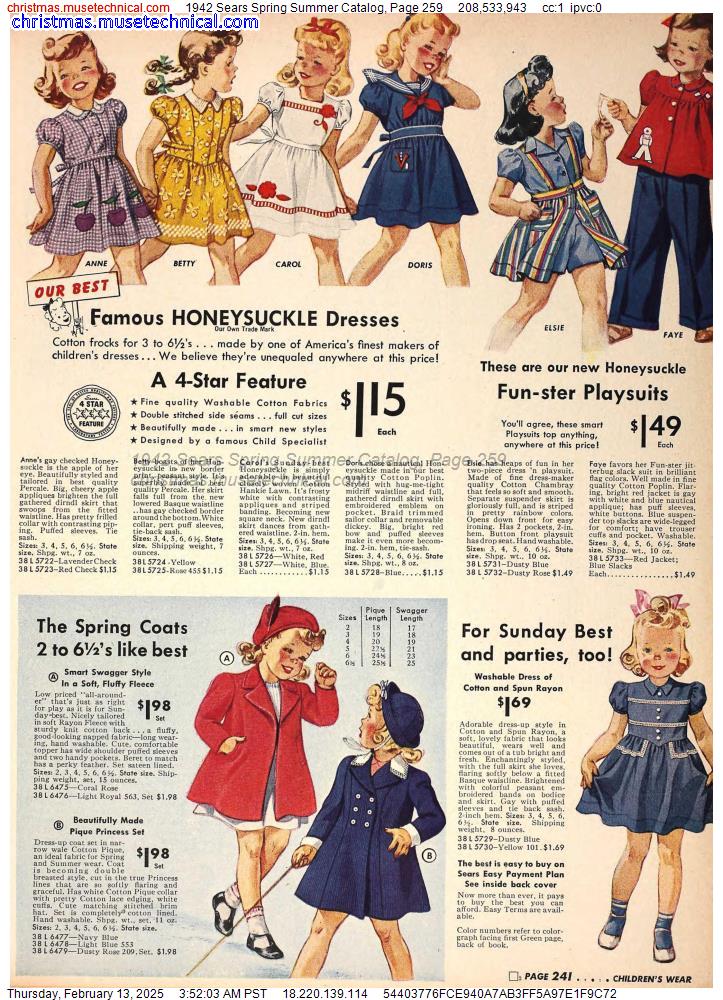 1942 Sears Spring Summer Catalog, Page 259