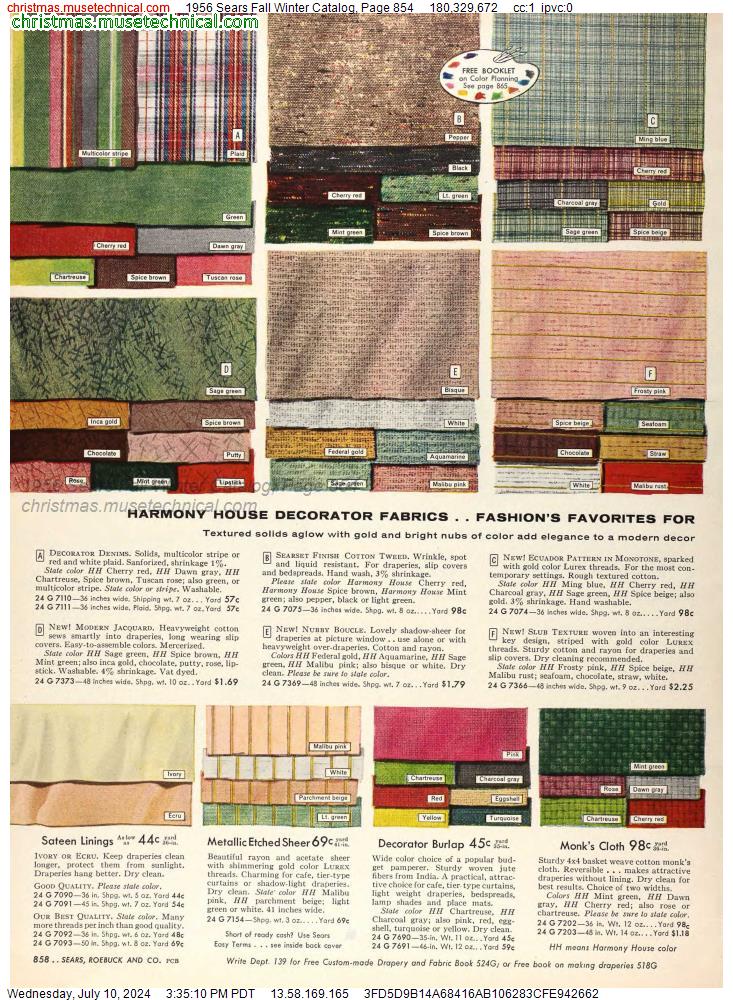 1956 Sears Fall Winter Catalog, Page 854