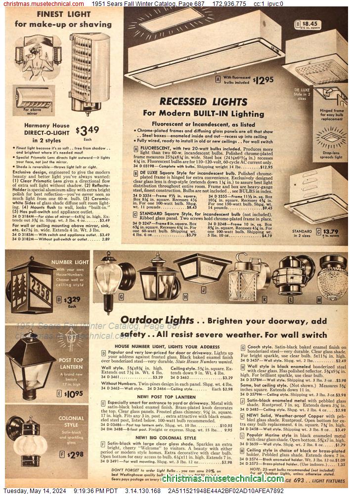 1951 Sears Fall Winter Catalog, Page 687