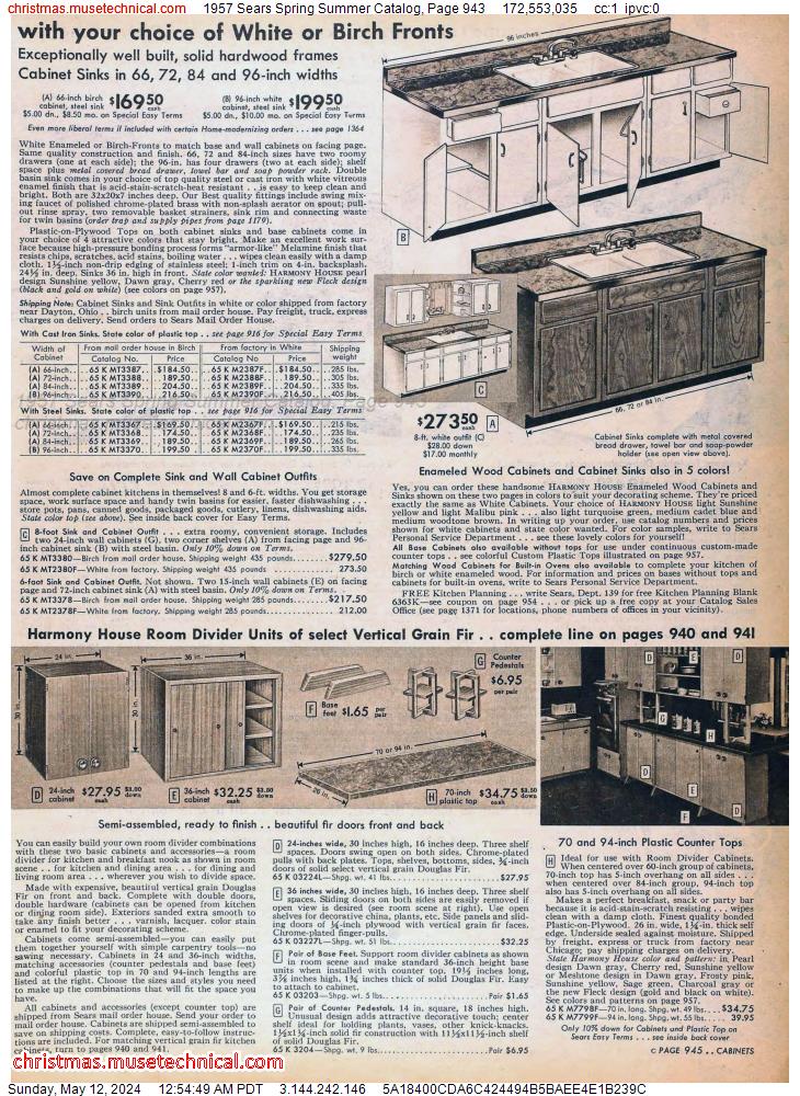 1957 Sears Spring Summer Catalog, Page 943