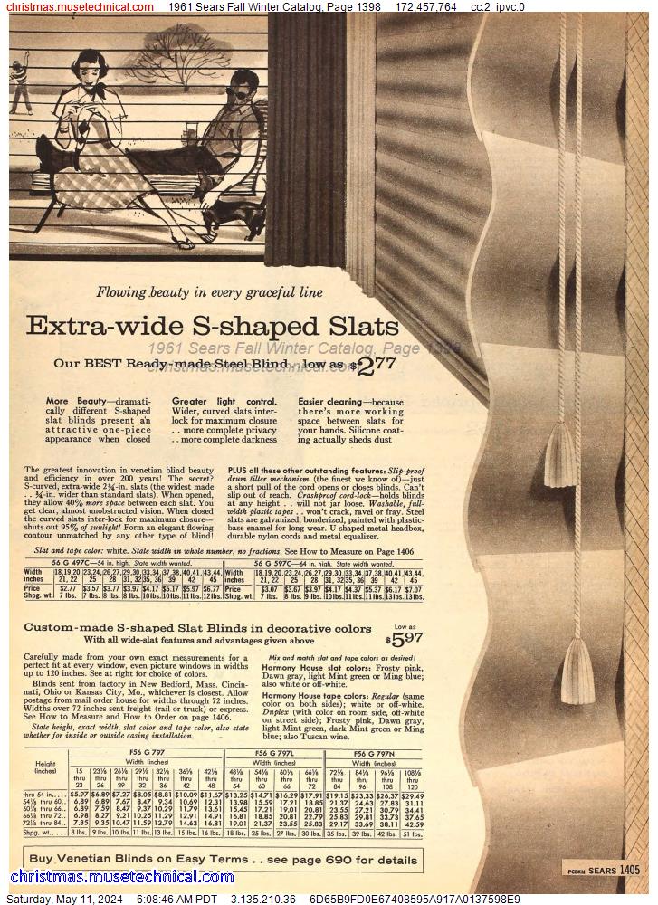 1961 Sears Fall Winter Catalog, Page 1398
