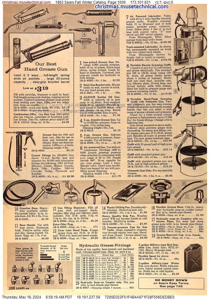 1963 Sears Fall Winter Catalog, Page 1009
