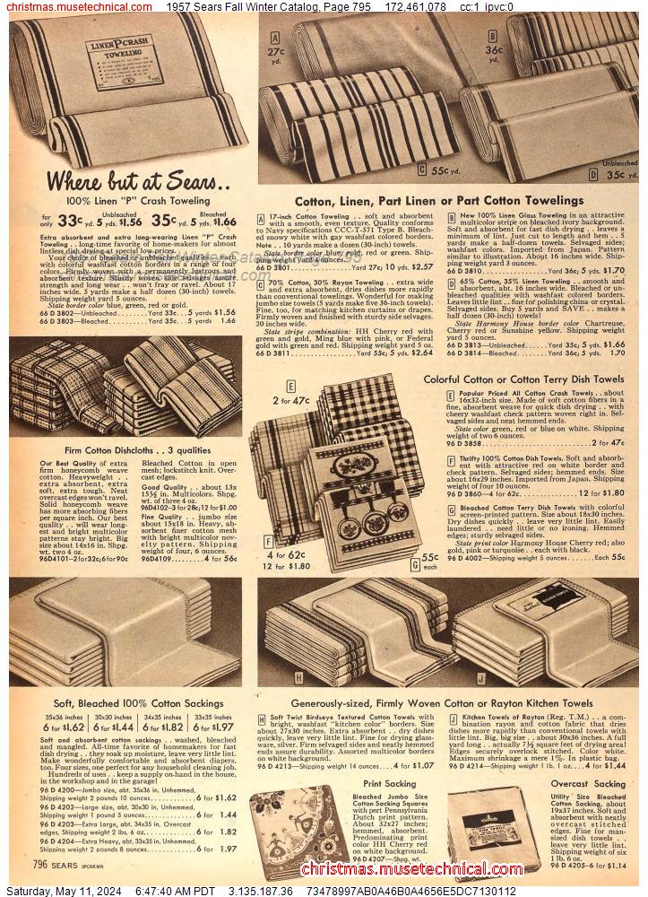 1957 Sears Fall Winter Catalog, Page 795