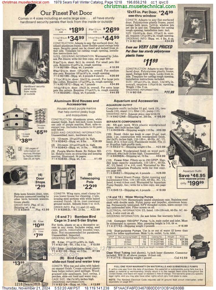 1978 Sears Fall Winter Catalog, Page 1218