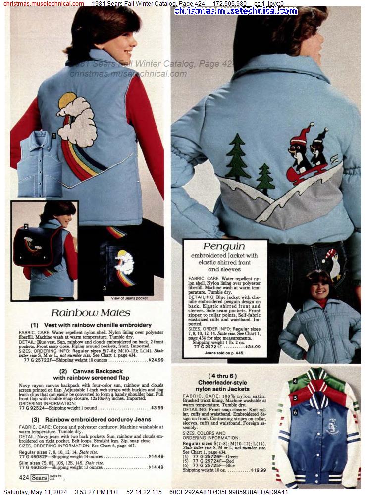 1981 Sears Fall Winter Catalog, Page 424