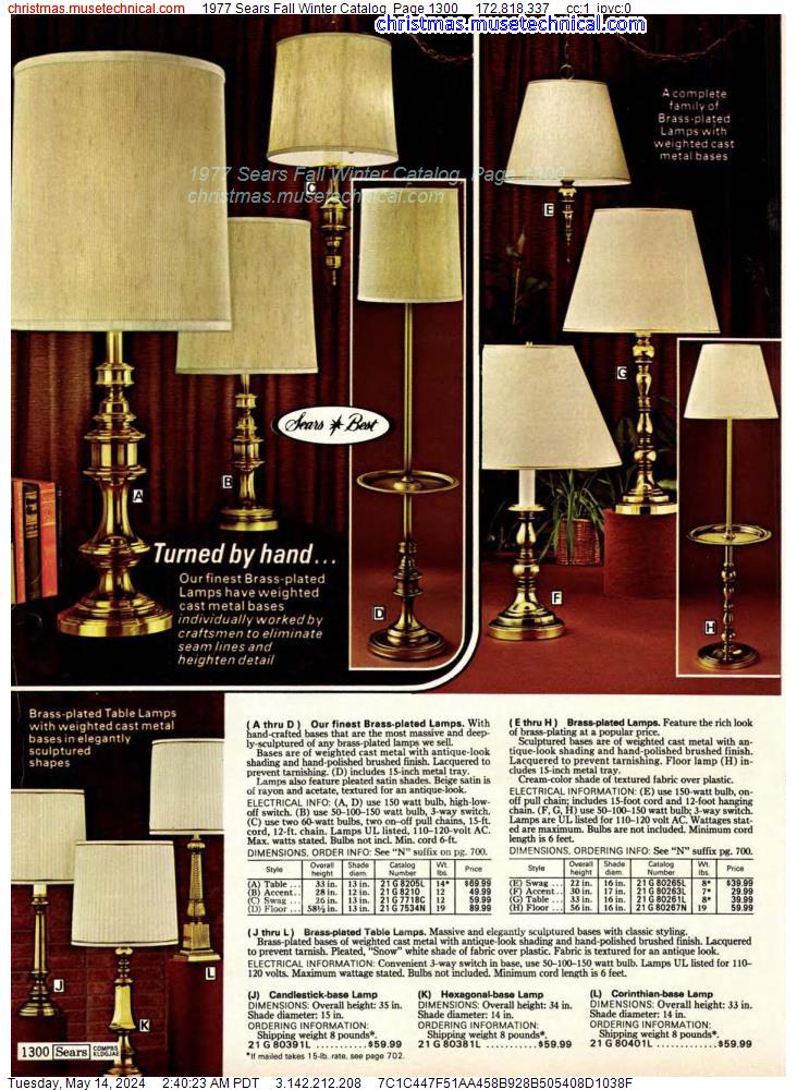 1977 Sears Fall Winter Catalog, Page 1300