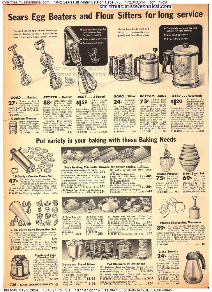 1942 Sears Fall Winter Catalog, Page 875
