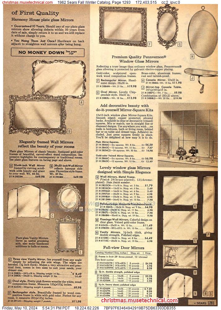 1962 Sears Fall Winter Catalog, Page 1293