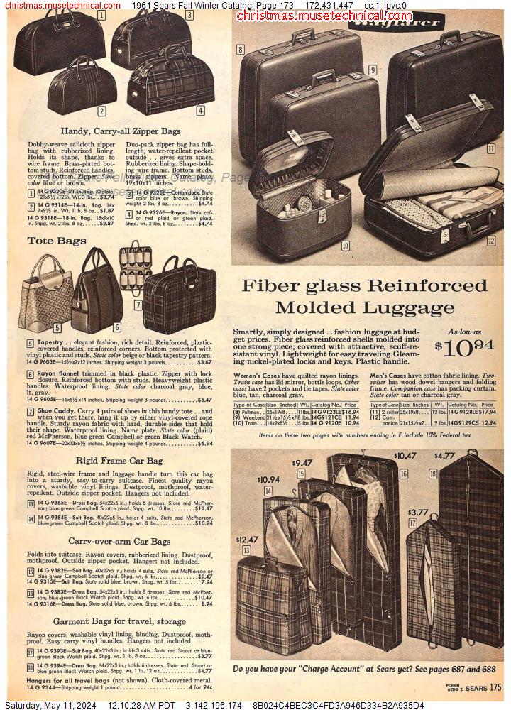 1961 Sears Fall Winter Catalog, Page 173