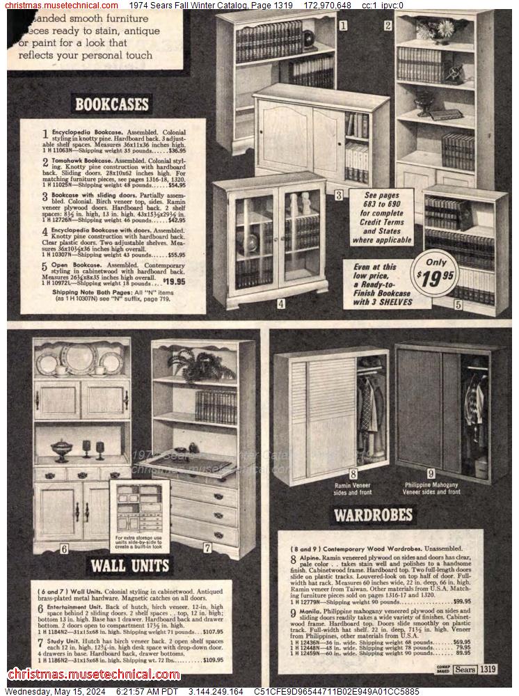 1974 Sears Fall Winter Catalog, Page 1319