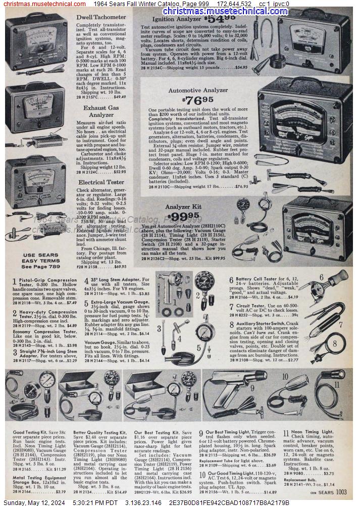 1964 Sears Fall Winter Catalog, Page 999
