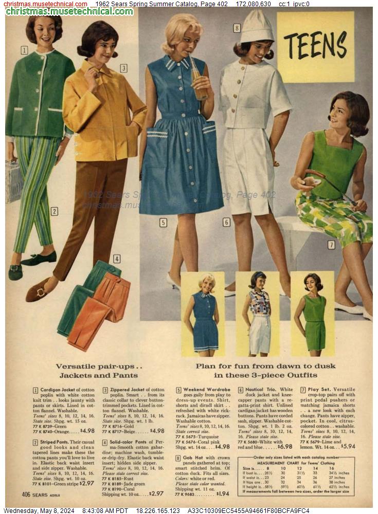 1962 Sears Spring Summer Catalog, Page 402