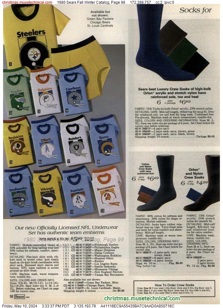 1980 Sears Fall Winter Catalog, Page 98