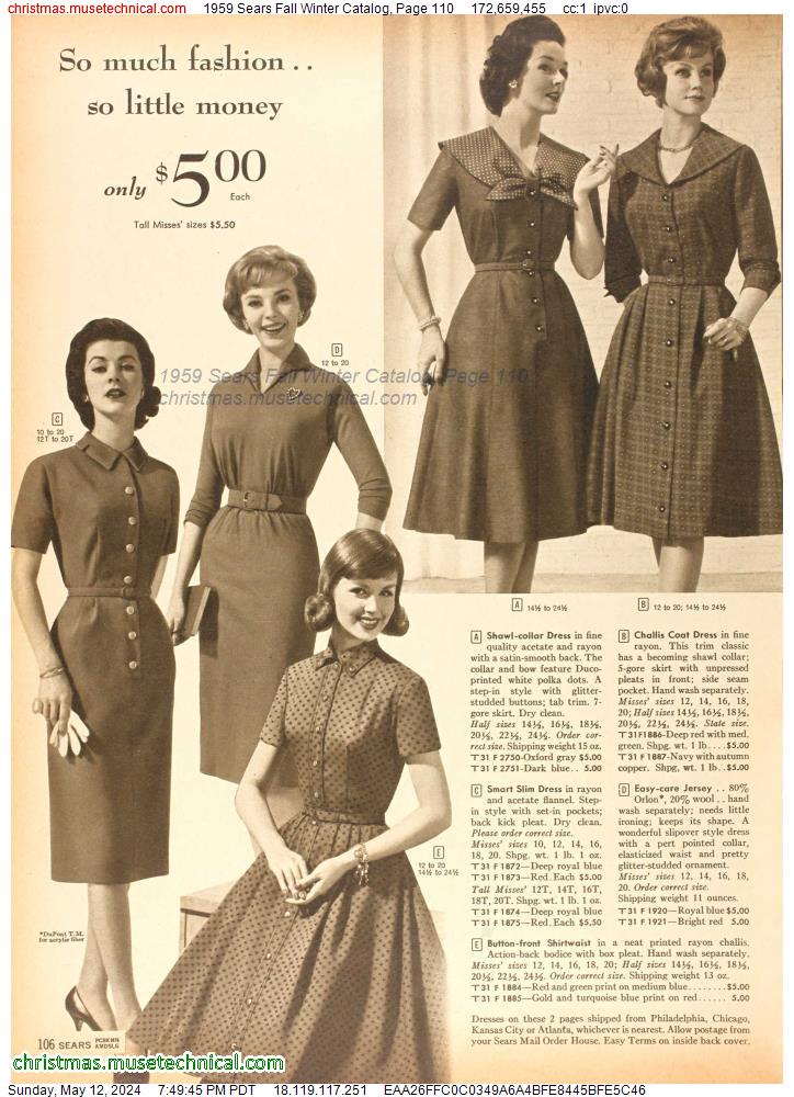1959 Sears Fall Winter Catalog, Page 110