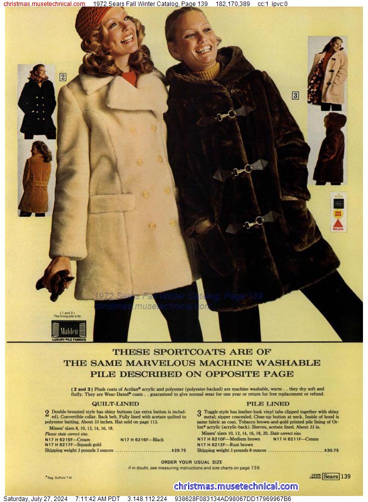 1972 Sears Fall Winter Catalog, Page 139