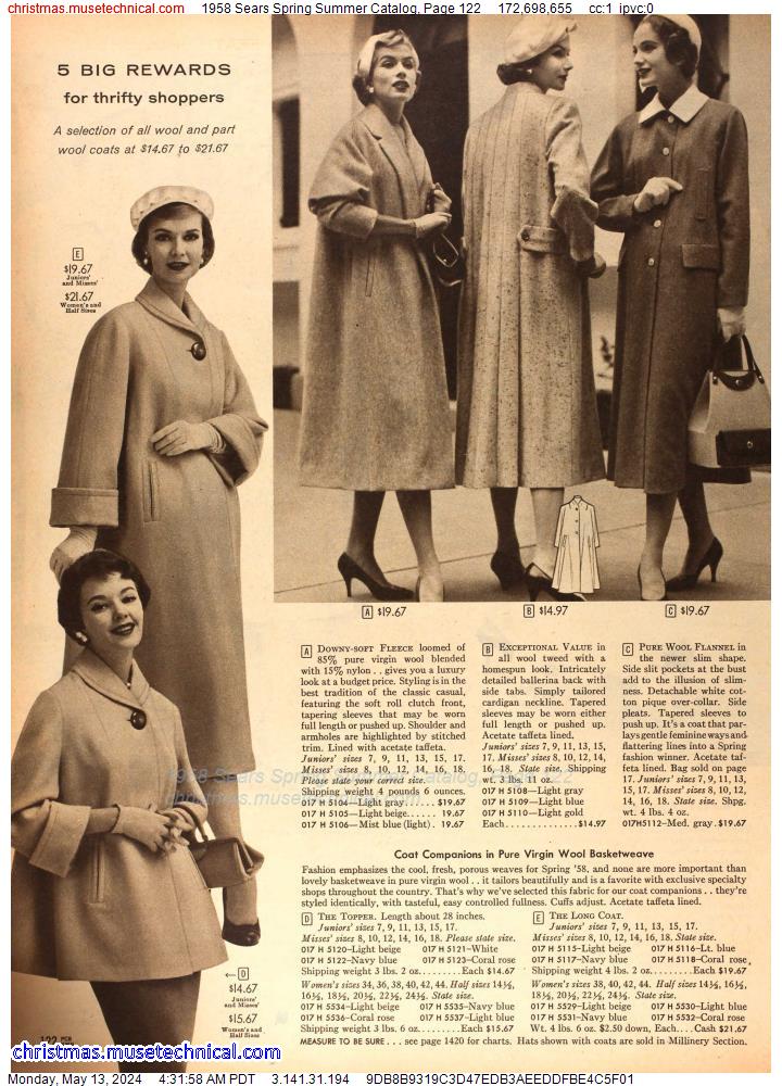 1958 Sears Spring Summer Catalog, Page 122
