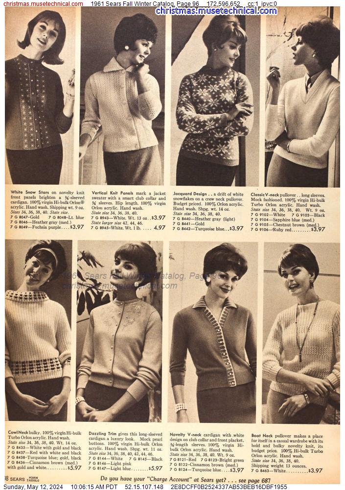 1961 Sears Fall Winter Catalog, Page 96