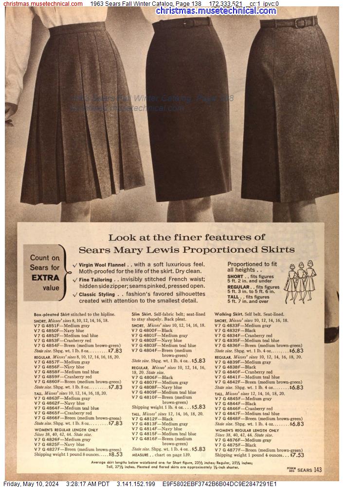 1963 Sears Fall Winter Catalog, Page 138
