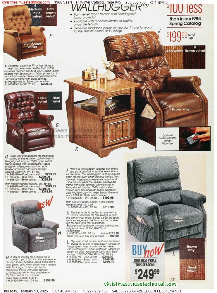 1988 Sears Fall Winter Catalog, Page 945