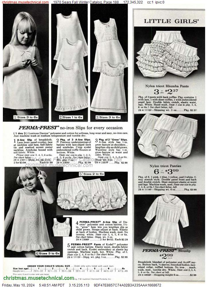 1970 Sears Fall Winter Catalog, Page 188