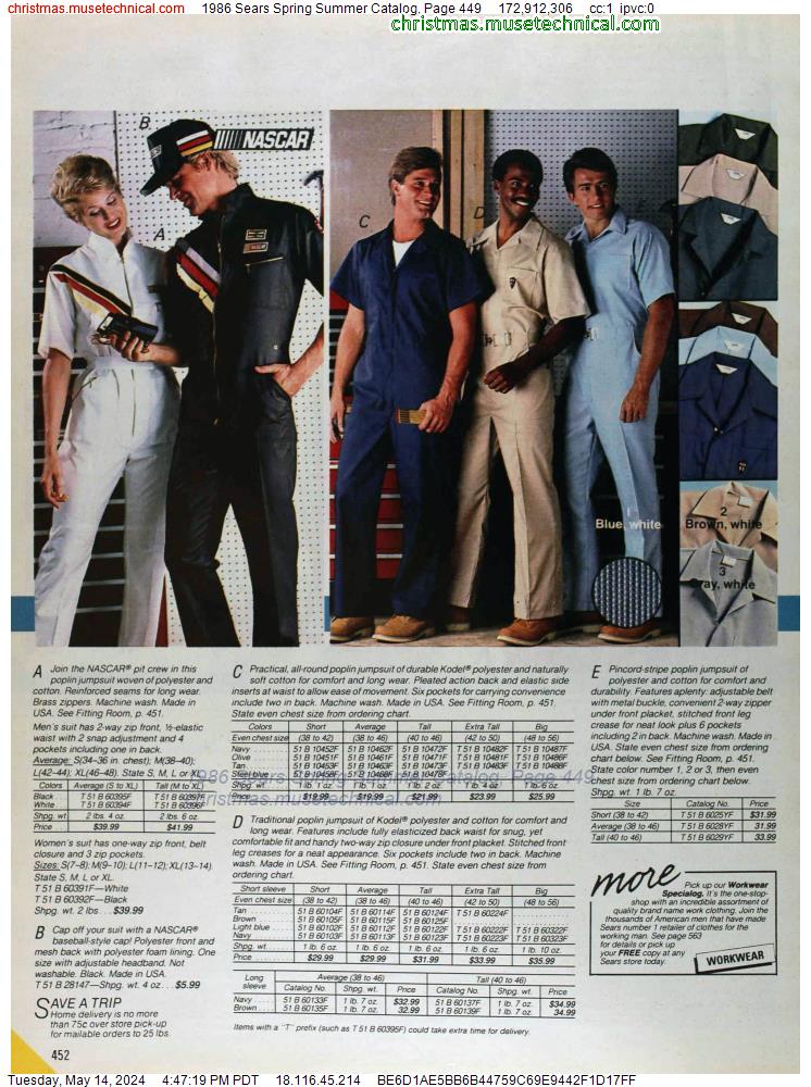 1986 Sears Spring Summer Catalog, Page 449