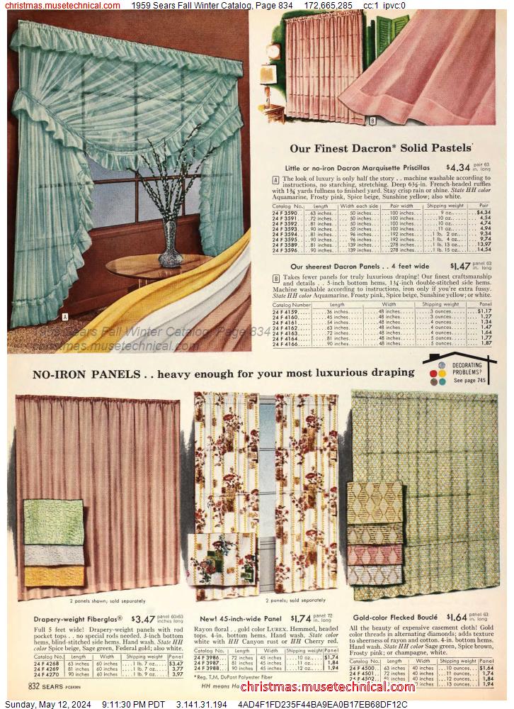 1959 Sears Fall Winter Catalog, Page 834