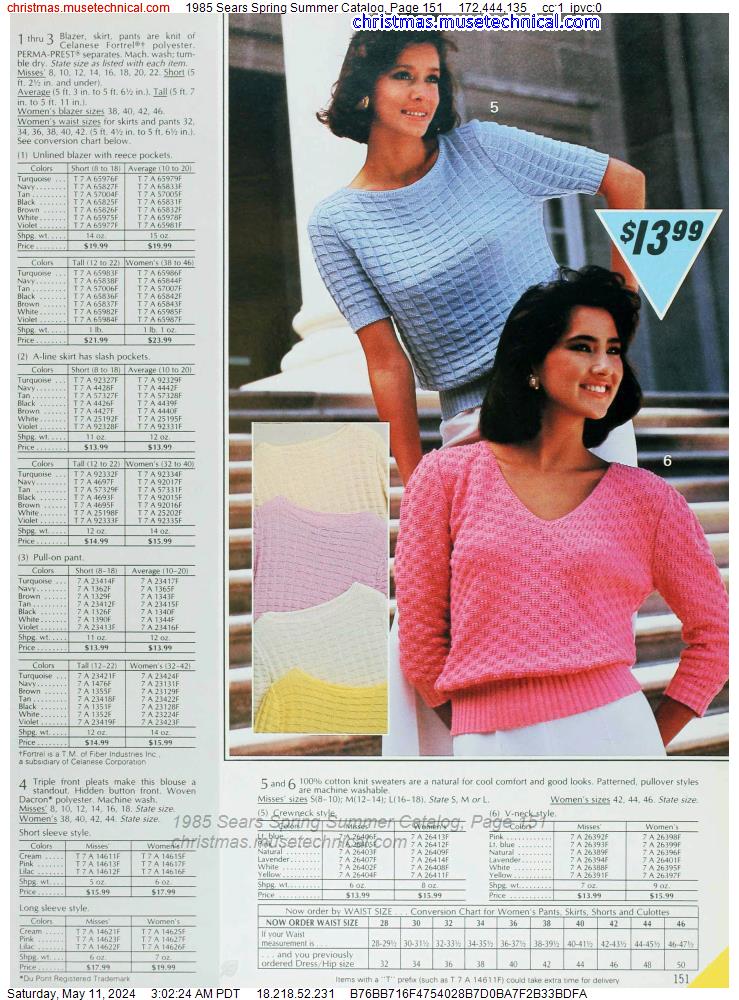 1985 Sears Spring Summer Catalog, Page 151