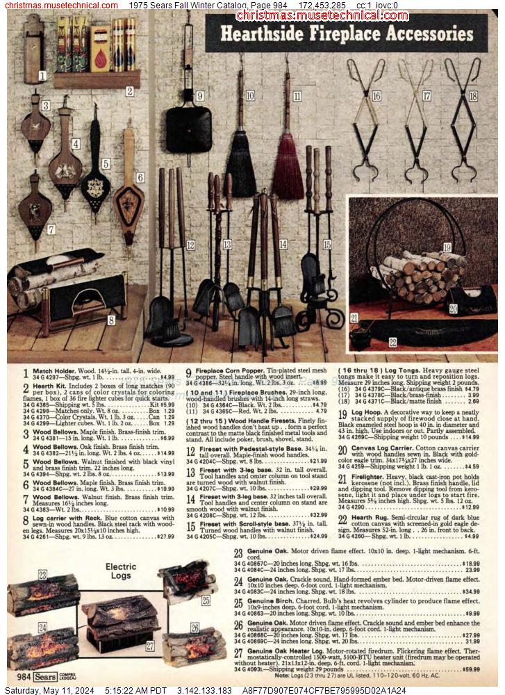 1975 Sears Fall Winter Catalog, Page 984