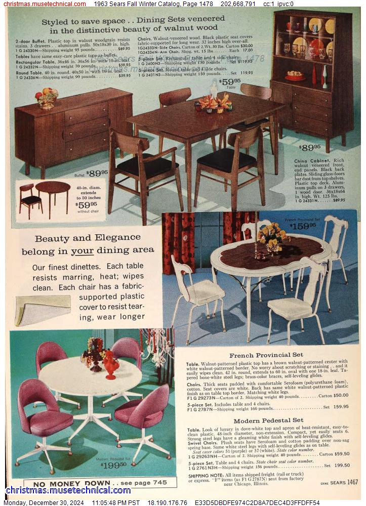 1963 Sears Fall Winter Catalog, Page 1478